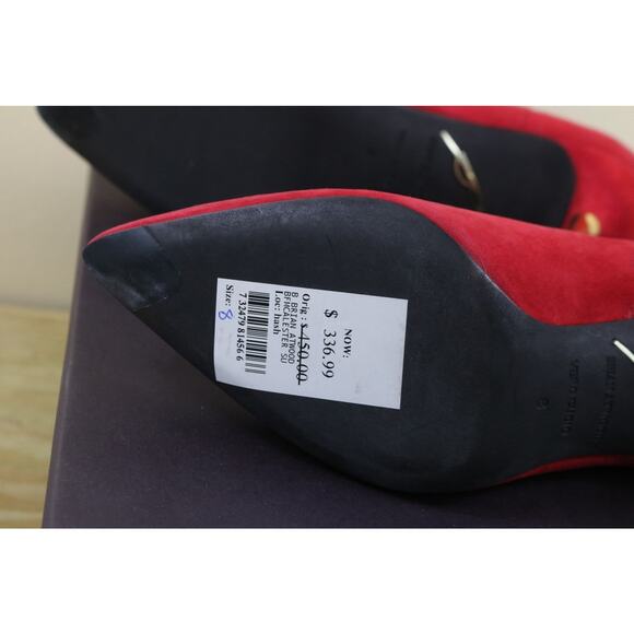 New Brian Atwood Boots 8M Red Suede Mcalester Bootie Replaceable Heel Caps - Picture 13 of 13